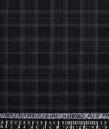 Cadini Italy  Giza Cotton Checks Shirting Fabric (Black)