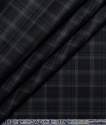 Cadini Italy  Giza Cotton Checks Shirting Fabric (Black)