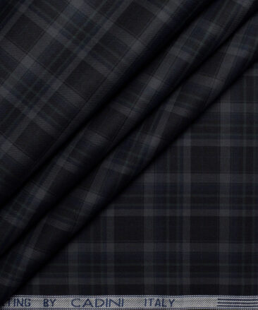 Cadini Italy  Giza Cotton Checks Shirting Fabric (Black)