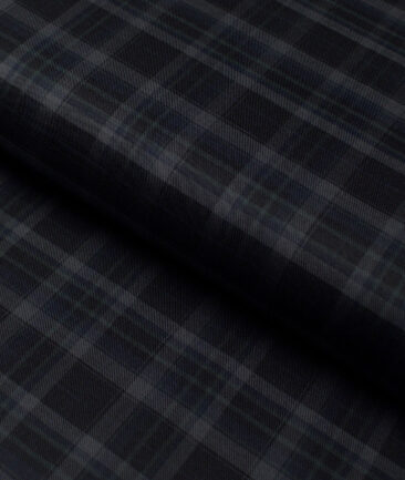 Cadini Italy  Giza Cotton Checks Shirting Fabric (Black)