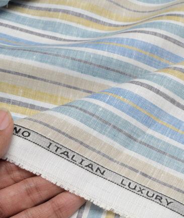 Leggiuno italy 60 LEA Italian Linen Striped Shirting Fabric (Multi)