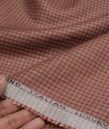 Leggiuno italy 60 LEA Italian Linen Checks Shirting Fabric (Brick Red)