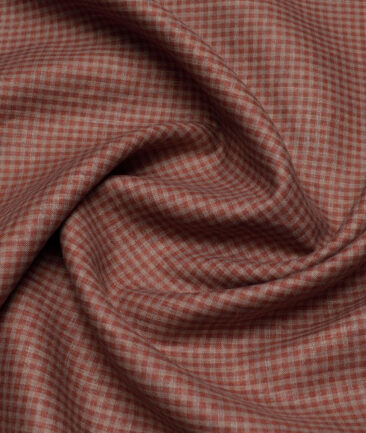 Leggiuno italy 60 LEA Italian Linen Checks Shirting Fabric (Brick Red)