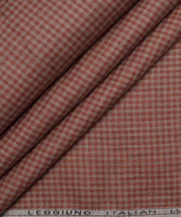 Leggiuno italy 60 LEA Italian Linen Checks Shirting Fabric (Brick Red)