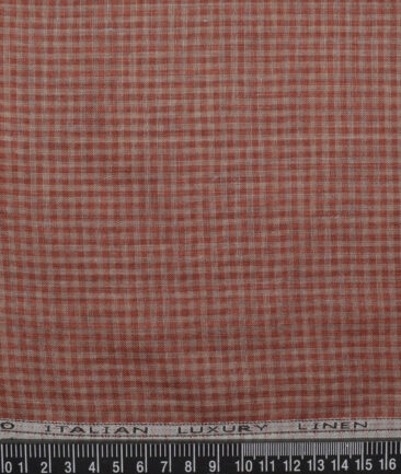 Leggiuno italy 60 LEA Italian Linen Checks Shirting Fabric (Brick Red)