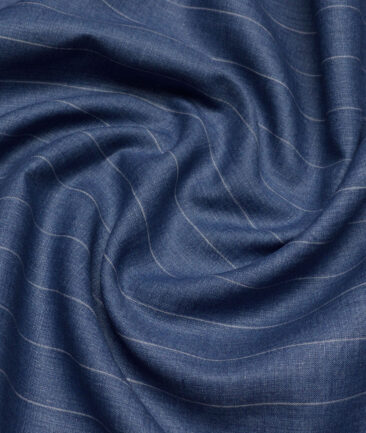 Leggiuno italy 60 LEA Italian Linen Striped Shirting Fabric (Denim Blue)