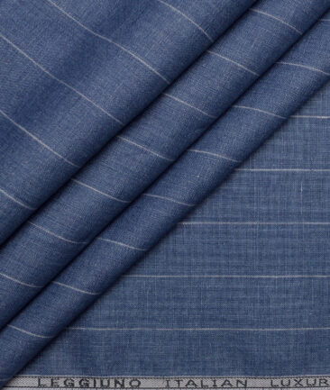 Leggiuno italy 60 LEA Italian Linen Striped Shirting Fabric (Denim Blue)