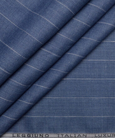 Leggiuno italy 60 LEA Italian Linen Striped Shirting Fabric (Denim Blue)
