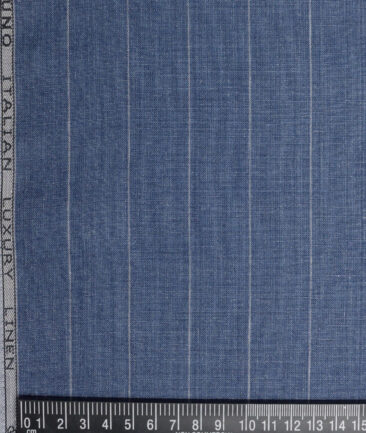 Leggiuno italy 60 LEA Italian Linen Striped Shirting Fabric (Denim Blue)