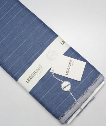 Leggiuno italy 60 LEA Italian Linen Striped Shirting Fabric (Denim Blue)