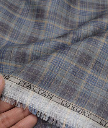 Leggiuno italy 60 LEA Italian Linen Checks Shirting Fabric (Grey)