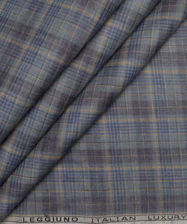 Leggiuno italy 60 LEA Italian Linen Checks Shirting Fabric (Grey)
