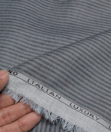 Leggiuno italy 60 LEA Italian Linen Striped Shirting Fabric (Grey)