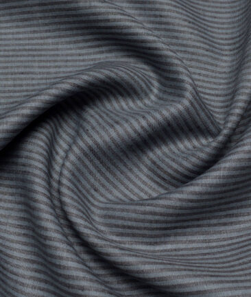 Leggiuno italy 60 LEA Italian Linen Striped Shirting Fabric (Grey)