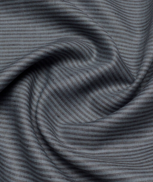 Leggiuno italy 60 LEA Italian Linen Striped Shirting Fabric (Grey)