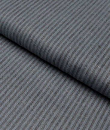 Leggiuno italy 60 LEA Italian Linen Striped Shirting Fabric (Grey)
