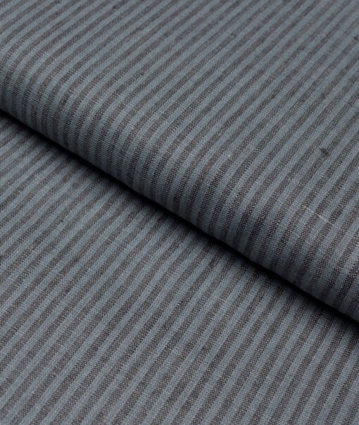 Leggiuno italy 60 LEA Italian Linen Striped Shirting Fabric (Grey)