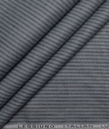 Leggiuno italy 60 LEA Italian Linen Striped Shirting Fabric (Grey)