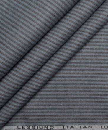 Leggiuno italy 60 LEA Italian Linen Striped Shirting Fabric (Grey)