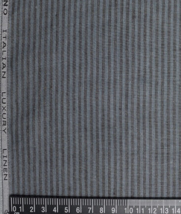 Leggiuno italy 60 LEA Italian Linen Striped Shirting Fabric (Grey)