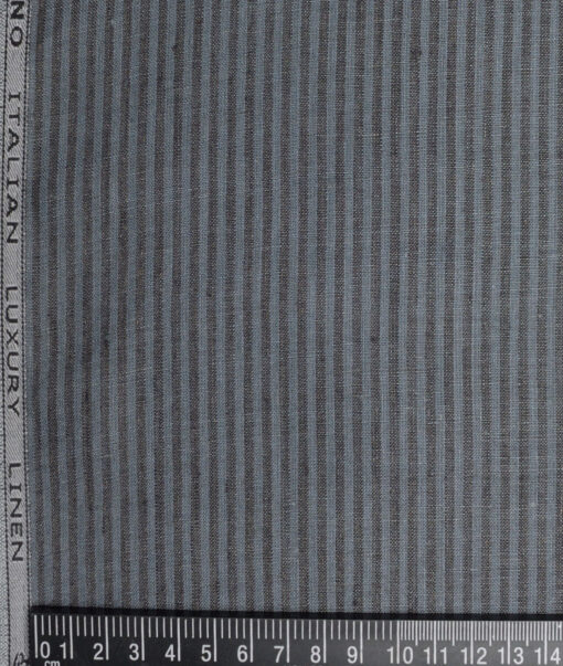 Leggiuno italy 60 LEA Italian Linen Striped Shirting Fabric (Grey)