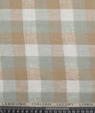 Leggiuno italy 60 LEA Italian Linen Checks Shirting Fabric (Green & Brown)