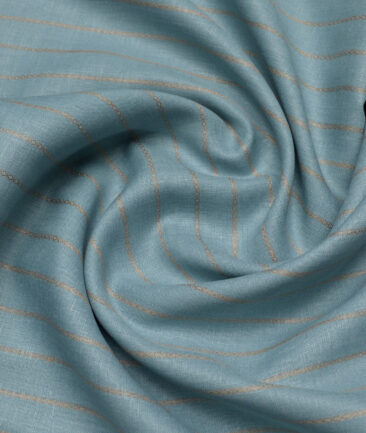 Leggiuno italy 60 LEA Italian Linen Striped Shirting Fabric (Teal Green)