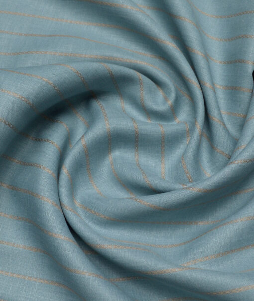 Leggiuno italy 60 LEA Italian Linen Striped Shirting Fabric (Teal Green)