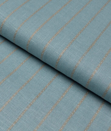 Leggiuno italy 60 LEA Italian Linen Striped Shirting Fabric (Teal Green)