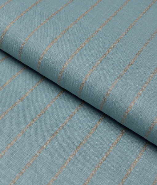 Leggiuno italy 60 LEA Italian Linen Striped Shirting Fabric (Teal Green)