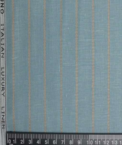 Leggiuno italy 60 LEA Italian Linen Striped Shirting Fabric (Teal Green)