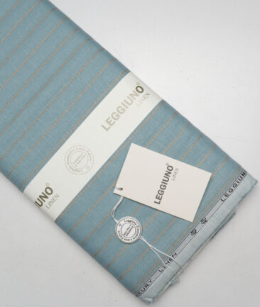 Leggiuno italy 60 LEA Italian Linen Striped Shirting Fabric (Teal Green)