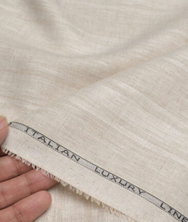 Leggiuno italy 60 LEA Italian Linen Striped Shirting Fabric (Natural Beige)