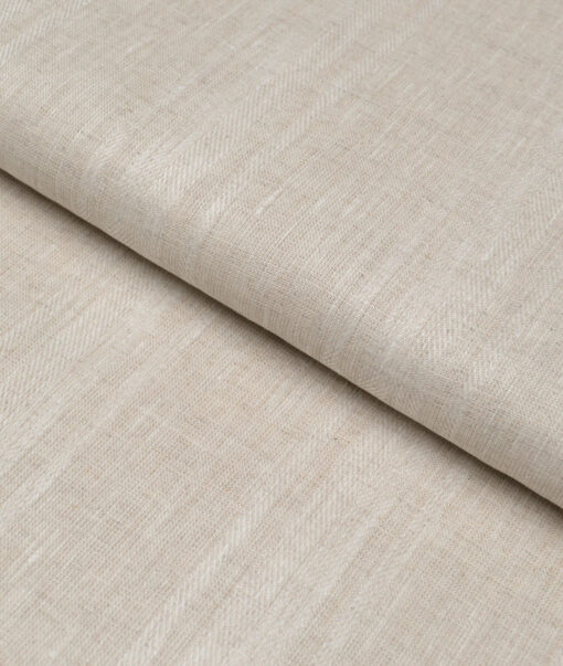 Leggiuno italy 60 LEA Italian Linen Striped Shirting Fabric (Natural Beige)