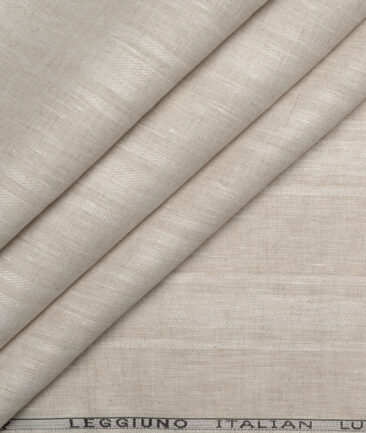 Leggiuno italy 60 LEA Italian Linen Striped Shirting Fabric (Natural Beige)