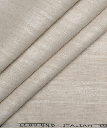 Leggiuno italy 60 LEA Italian Linen Striped Shirting Fabric (Natural Beige)