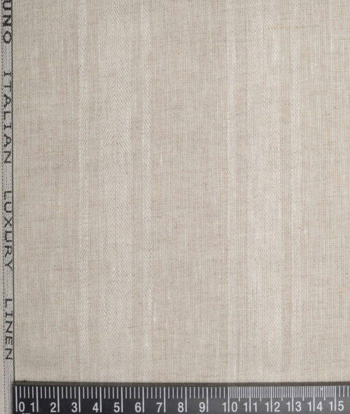 Leggiuno italy 60 LEA Italian Linen Striped Shirting Fabric (Natural Beige)