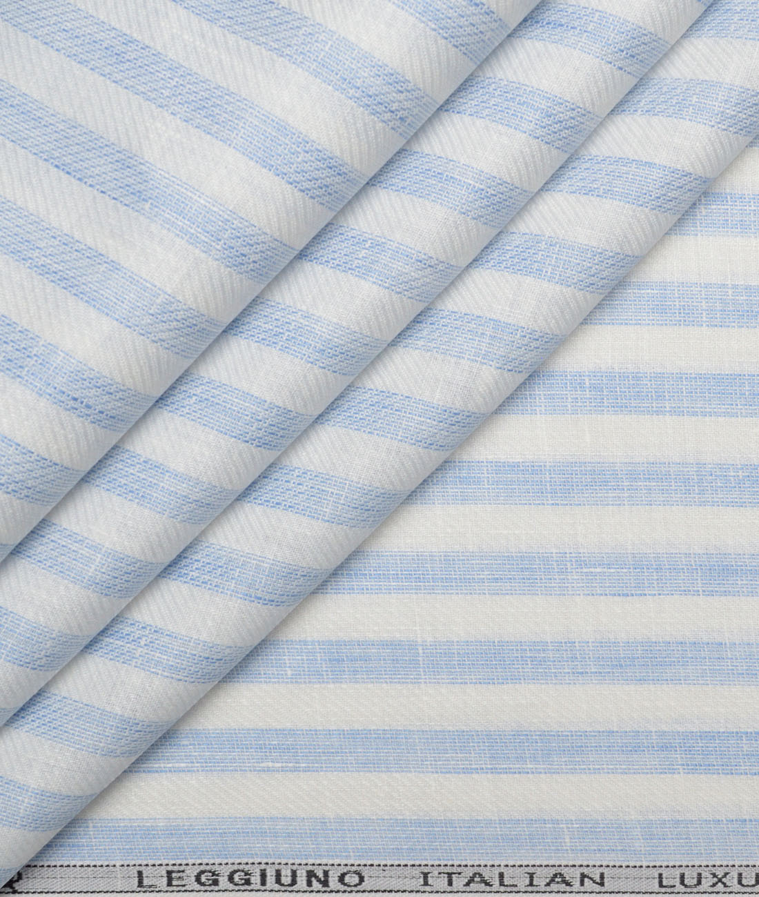 Leggiuno italy 60 LEA Italian Linen Striped Shirting Fabric (White & Blue) Leggiuno italy 60 LEA Italian Linen Striped Shirting Fabric (White & Blue)