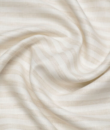 Leggiuno italy 60 LEA Italian Linen Striped Shirting Fabric (Cream & Beige)