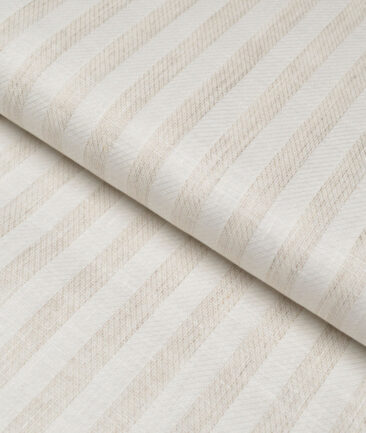 Leggiuno italy 60 LEA Italian Linen Striped Shirting Fabric (Cream & Beige)
