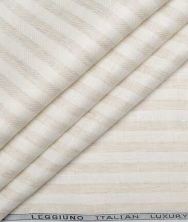 Leggiuno italy 60 LEA Italian Linen Striped Shirting Fabric (Cream & Beige)