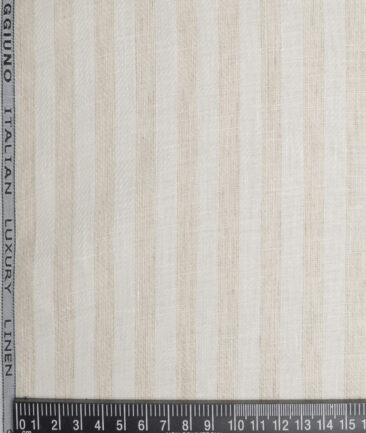 Leggiuno italy 60 LEA Italian Linen Striped Shirting Fabric (Cream & Beige)