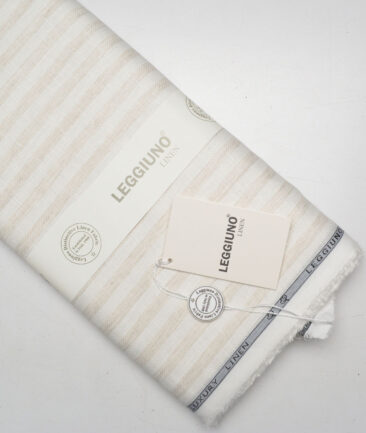 Leggiuno italy 60 LEA Italian Linen Striped Shirting Fabric (Cream & Beige)
