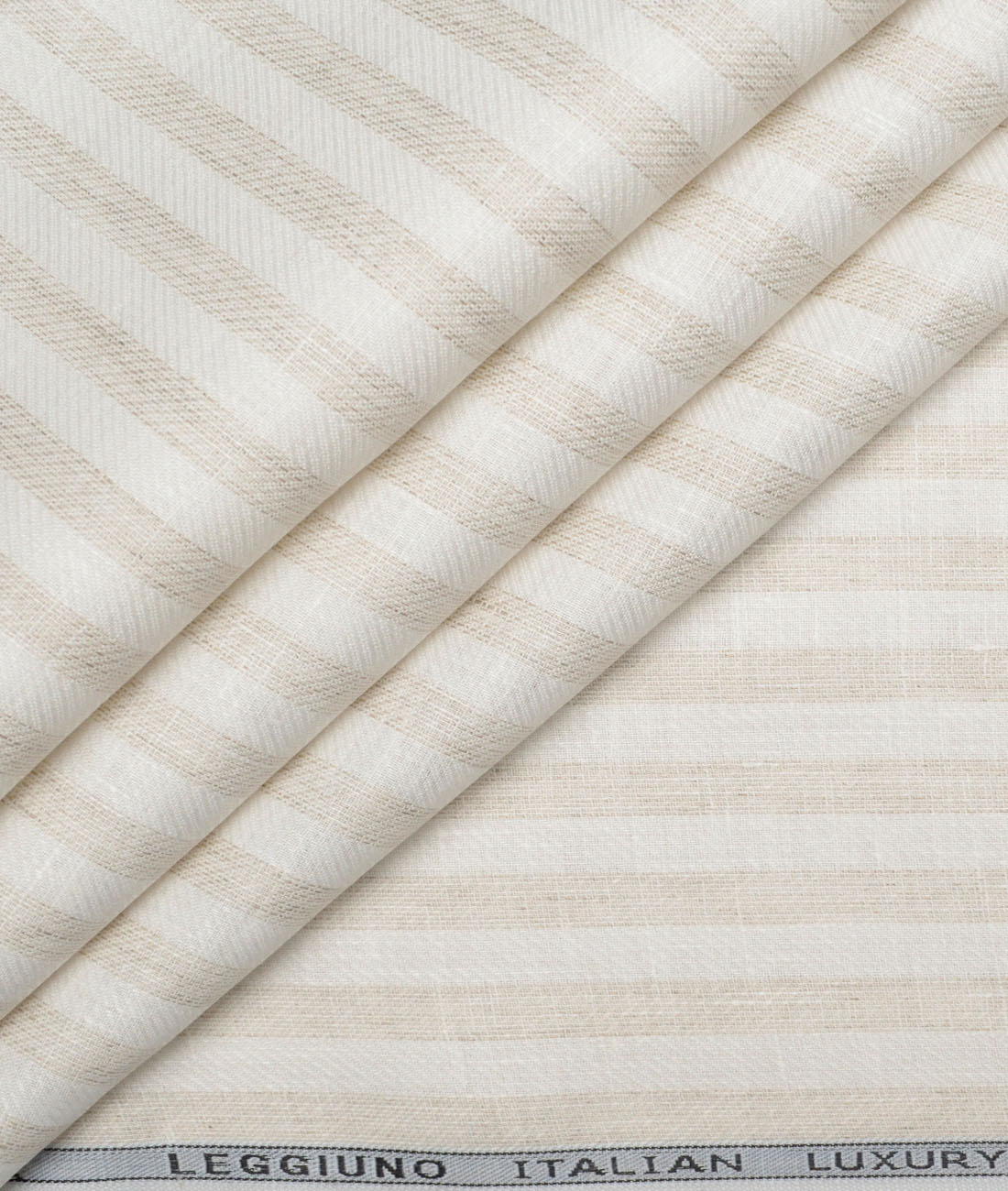 Leggiuno italy 60 LEA Italian Linen Striped Shirting Fabric (Cream & Beige) Leggiuno italy 60 LEA Italian Linen Striped Shirting Fabric (Cream & Beige)