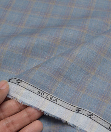 Leggiuno italy 80 LEA Italian Linen Checks Shirting Fabric (Glacier Blue)