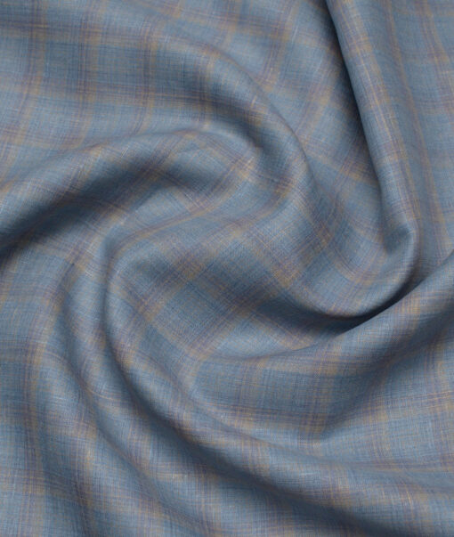 Leggiuno italy 80 LEA Italian Linen Checks Shirting Fabric (Glacier Blue)