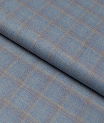 Leggiuno italy 80 LEA Italian Linen Checks Shirting Fabric (Glacier Blue)