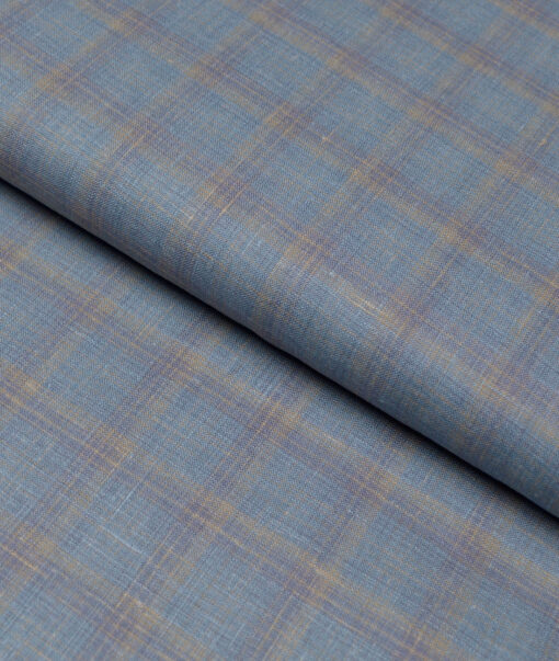 Leggiuno italy 80 LEA Italian Linen Checks Shirting Fabric (Glacier Blue)