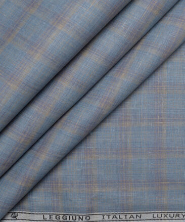 Leggiuno italy 80 LEA Italian Linen Checks Shirting Fabric (Glacier Blue)