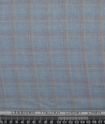 Leggiuno italy 80 LEA Italian Linen Checks Shirting Fabric (Glacier Blue)